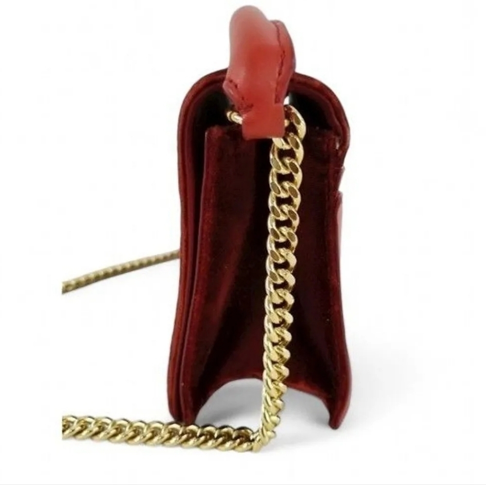 DVF Soiree Red Velvet Leather Top Handle Crossbody Shoulder Bag, NWOT - Picture 10 of 13